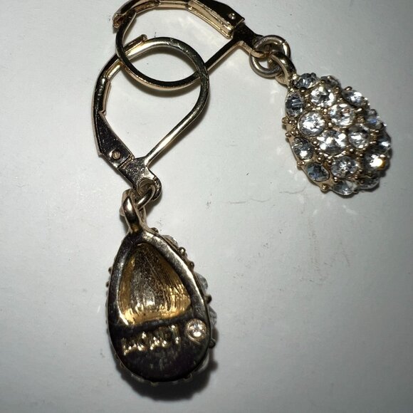 Vintage Gold-Tone Rhinestone Teardrop Dangle Earrings For Women - Picture 2 of 2